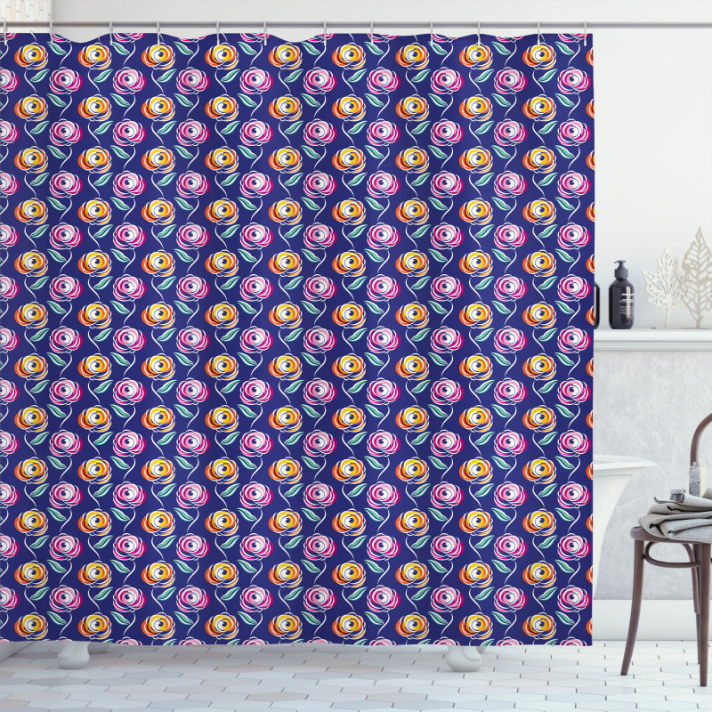 Flowers with Single Leaf Shower Curtain