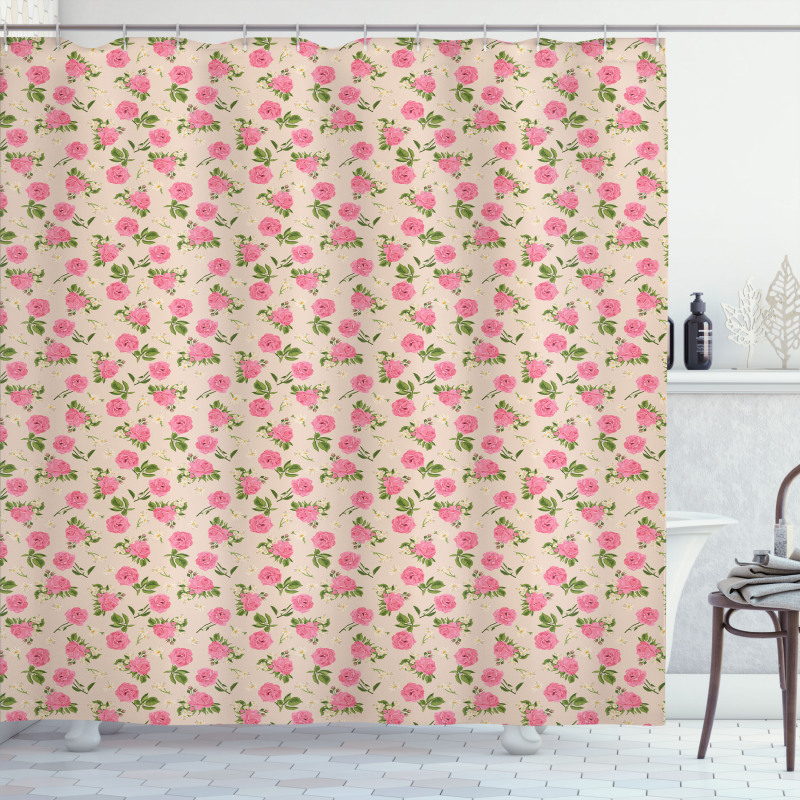 English Garden on Beige Shower Curtain