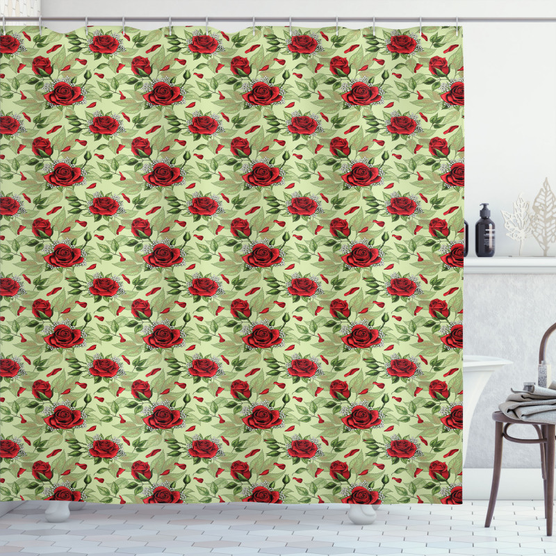 Valentines Day Floral Romance Shower Curtain