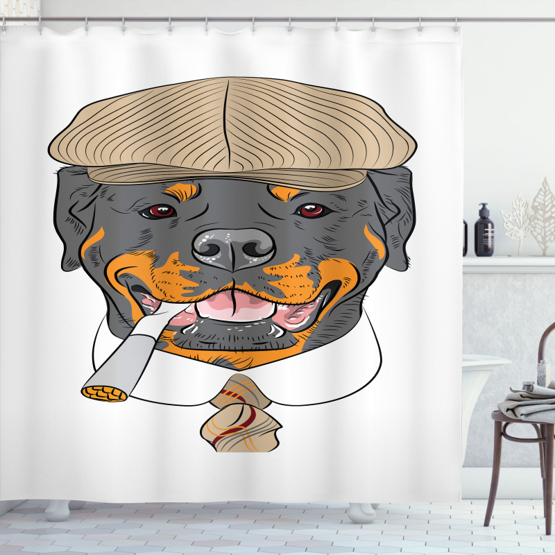 Dog in a Cap and Tie Shower Curtain