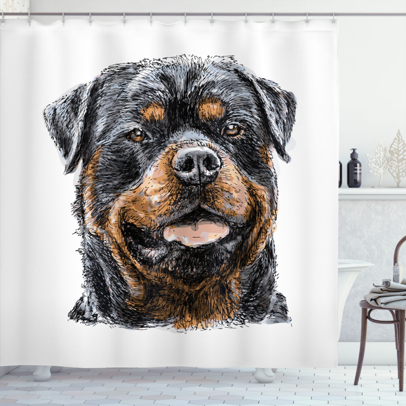 Hand Drawn Image of Dog Shower Curtain