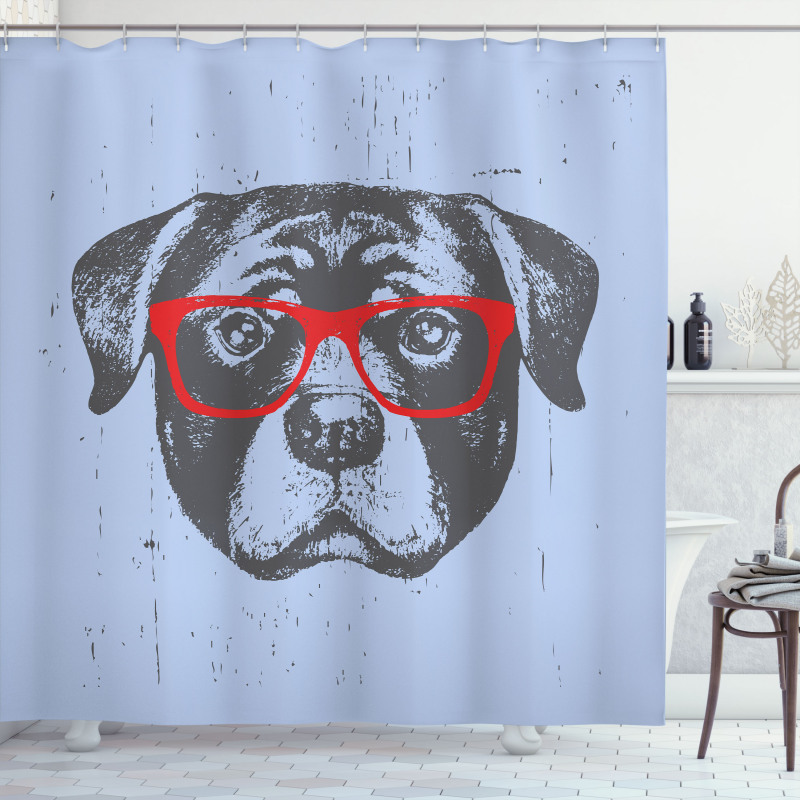 Funny Hipster Dog Shower Curtain