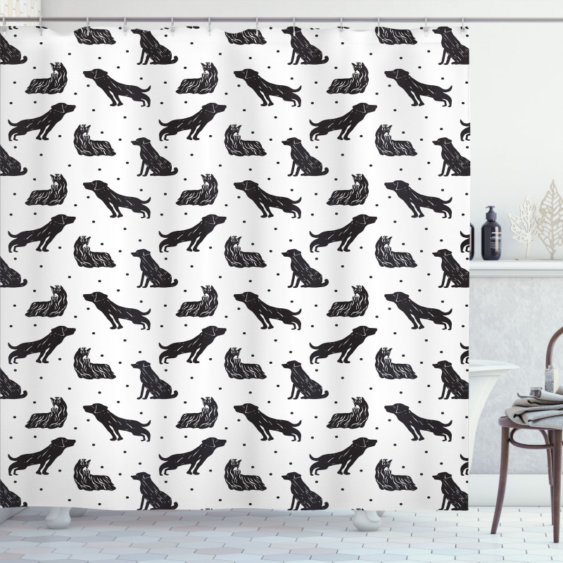 Types of Dogs Polka Dots Shower Curtain