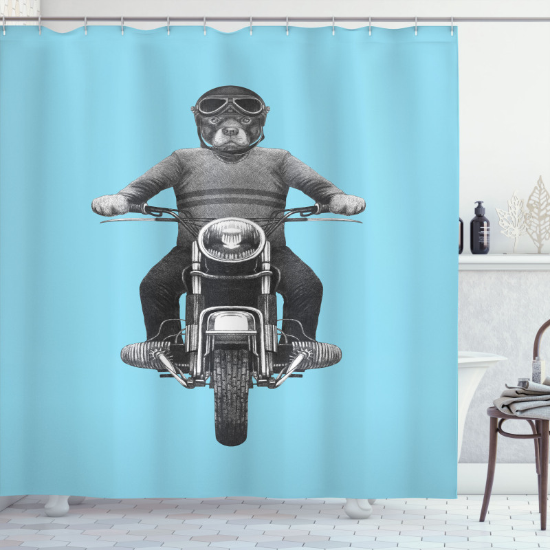 Dog Breed Riding Scooter Shower Curtain