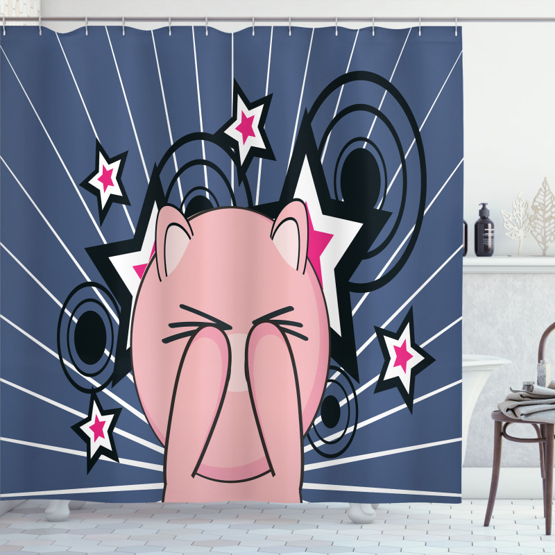 Piggie on Stars and Rays Shower Curtain