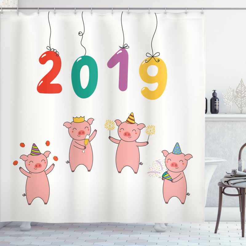 Chinese New Year Theme Doodle Shower Curtain