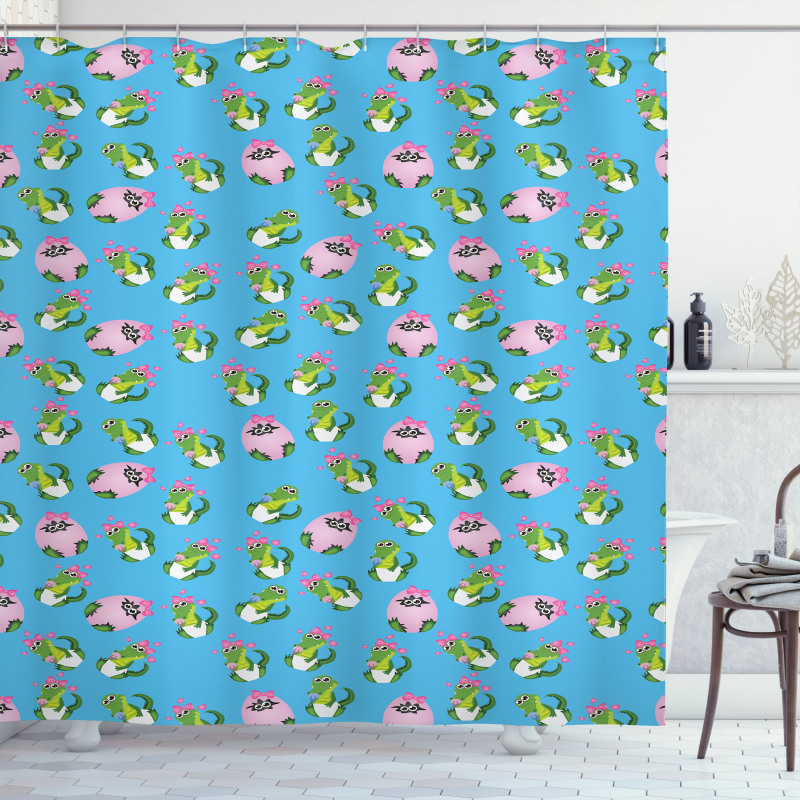 Cartoon Baby Crocodiles Shower Curtain