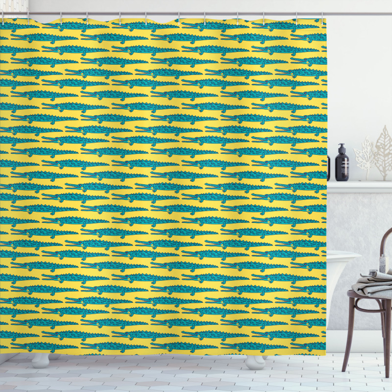 Repetitive Crocodile Pattern Shower Curtain