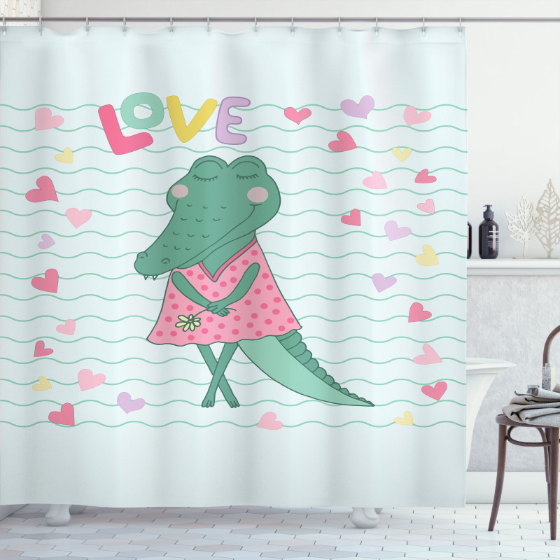 Female Crocodile with Love Shower Curtain