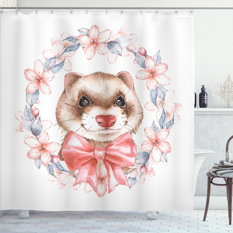 Portrait with Ribbon Wreath Shower Curtain