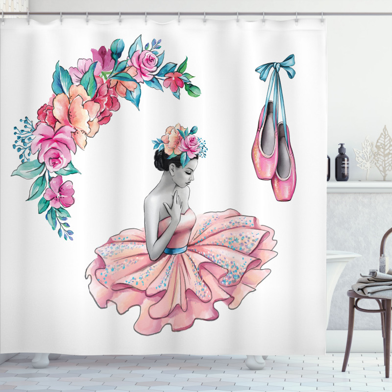 Dancer Girl in Flowers Shower Curtain