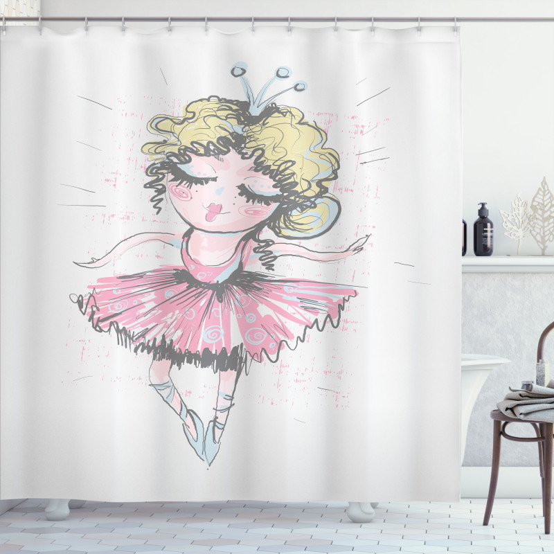 Curly Hair Blonde Dancer Shower Curtain