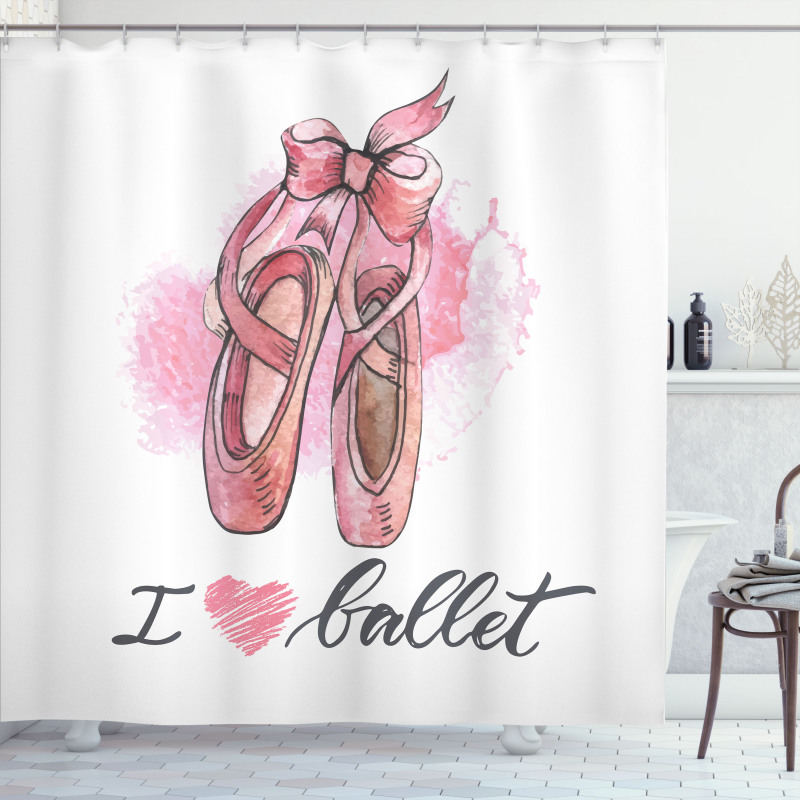 I Love Ballet Typography Shower Curtain