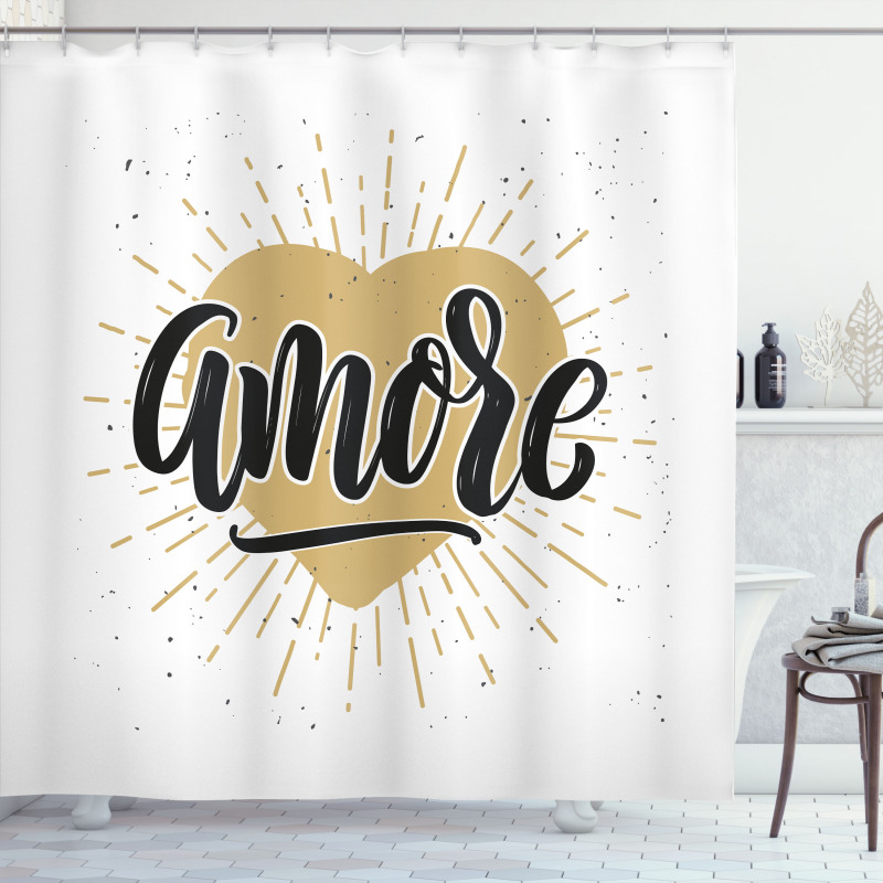 Calligraphy with Heart Shower Curtain