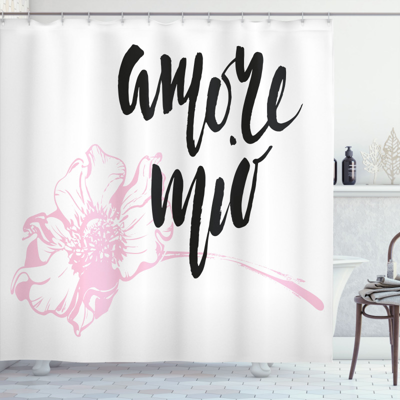 Amore Mio with Flower Shower Curtain