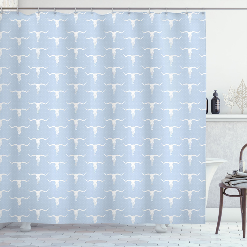 Plus and Bull Skull Shower Curtain