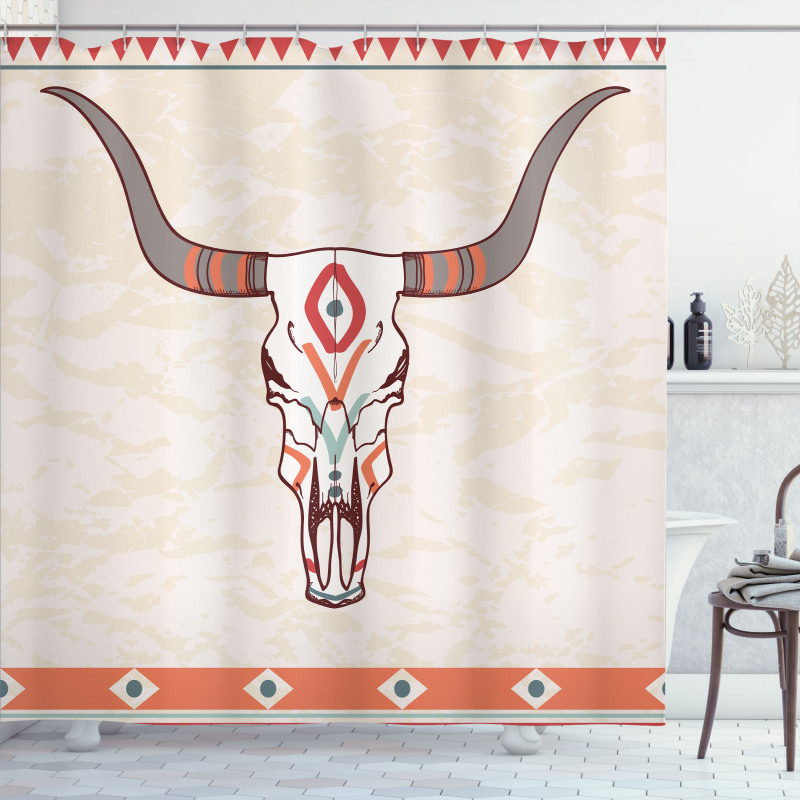 Ornate Bull Skull Shower Curtain