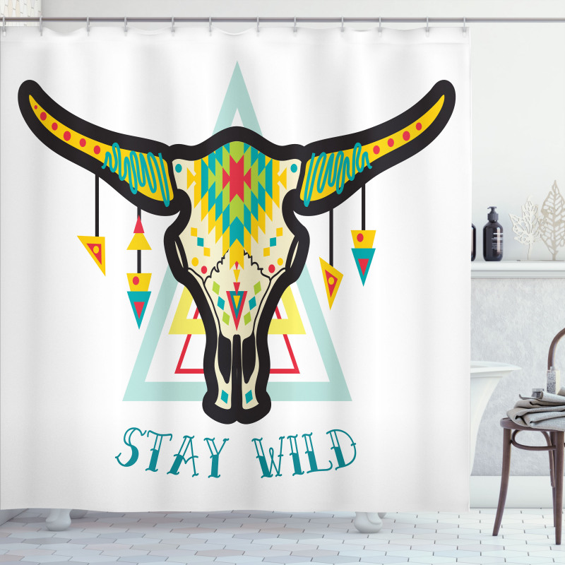 Bohemian Stay Wild Bull Shower Curtain