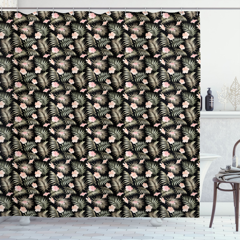 Tropical Flora on Exotic Leaf Shower Curtain