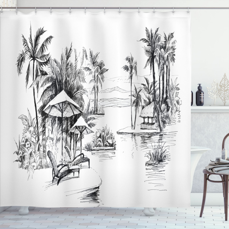 Sketchy Drawn Holiday Paradise Shower Curtain