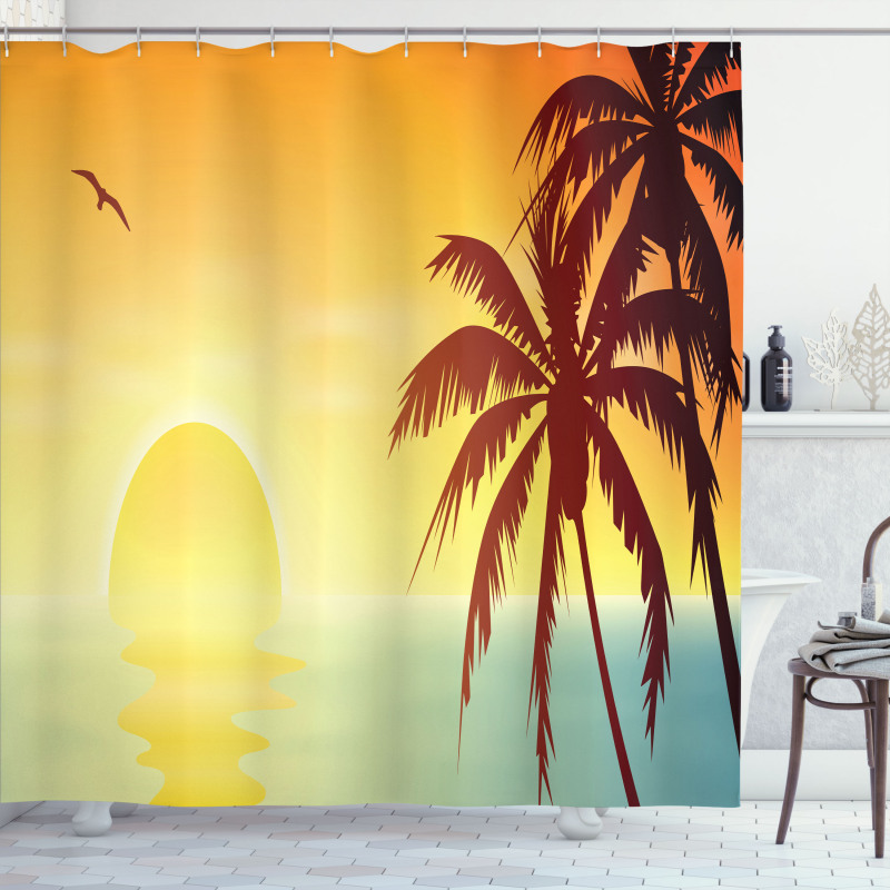 Tropical Sunset with Ombre Sky Shower Curtain