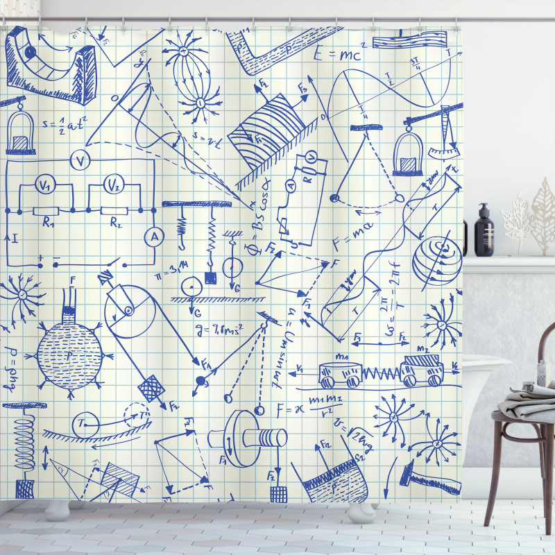 Technical Formulas Notebook Shower Curtain