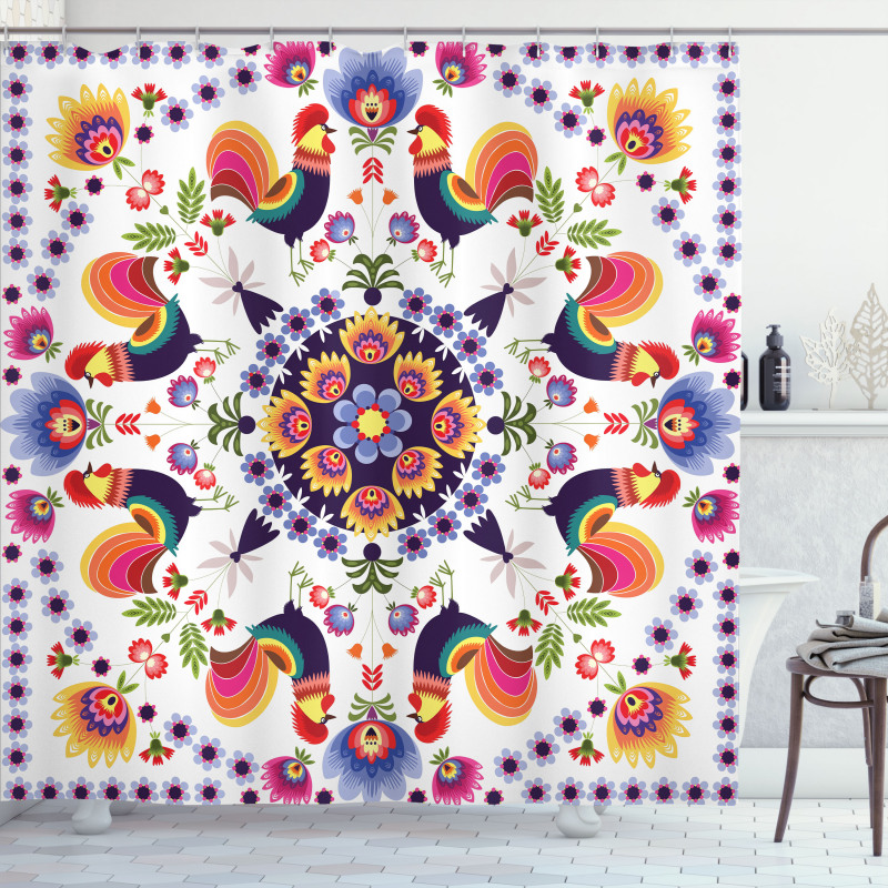 Folkloric Flowers Shower Curtain