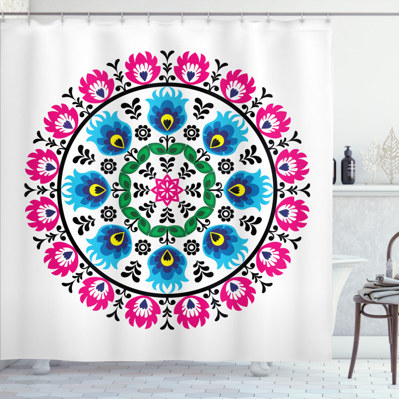 Circular Slav Motif Shower Curtain