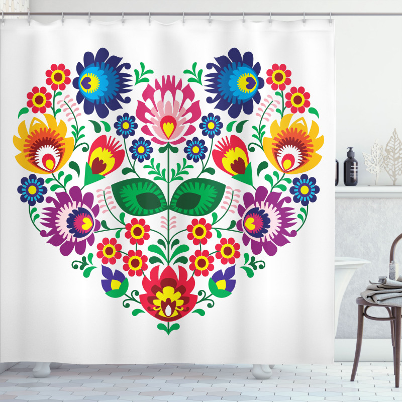 Slav Flowers Heart Shower Curtain