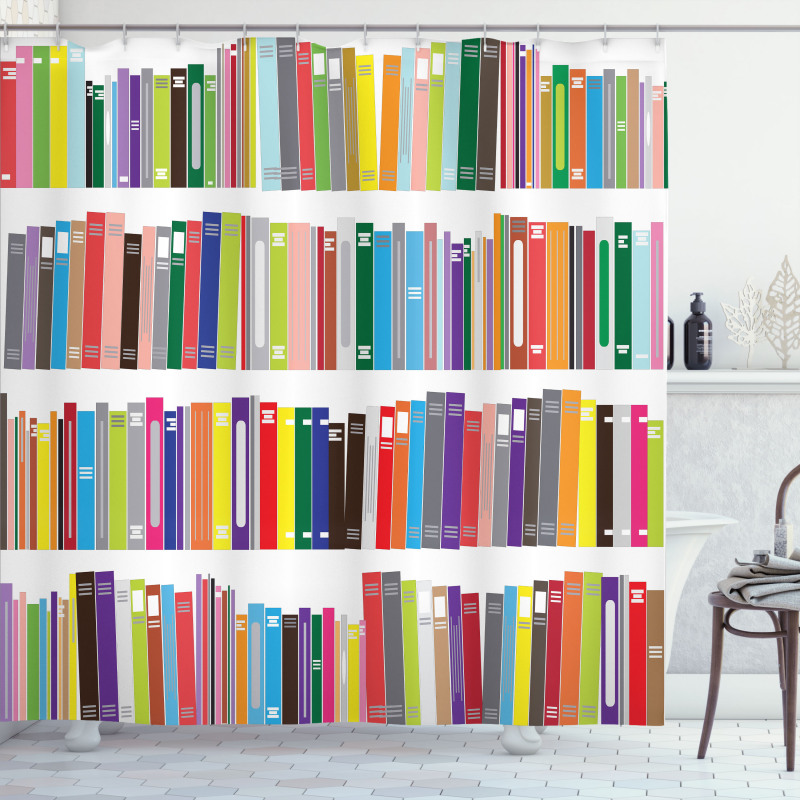 Colorful Doodle of Books Shower Curtain