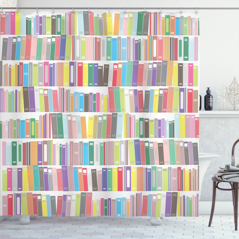 Colorful Cartoon Library Shower Curtain