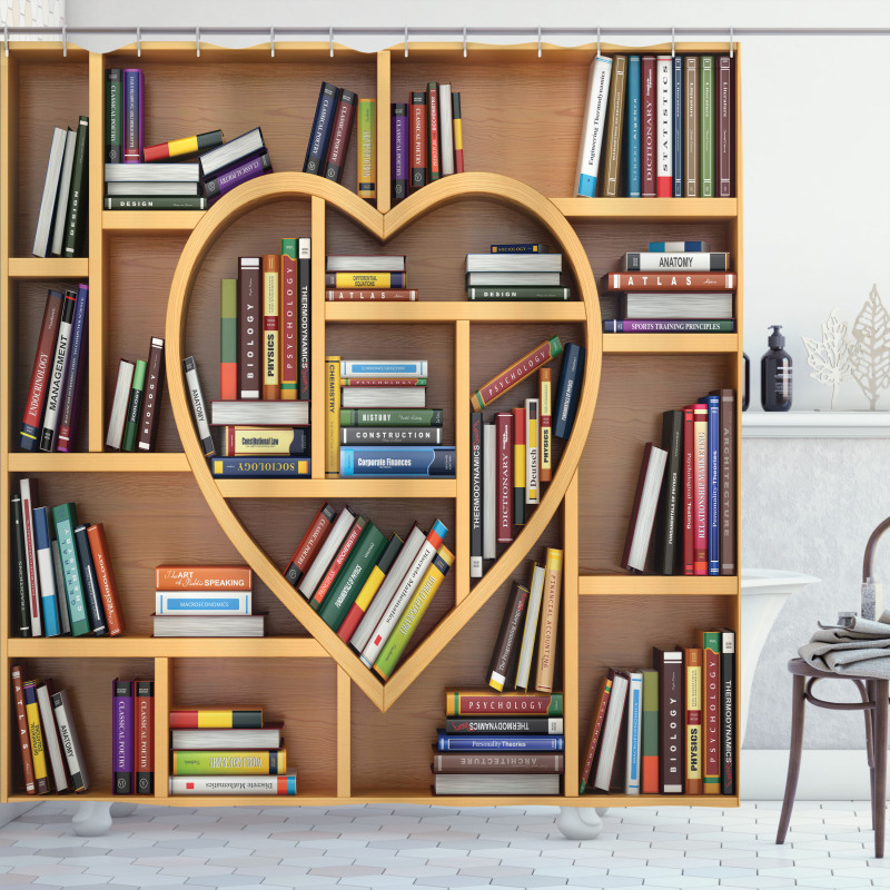 Love Reading Books Heart Shower Curtain