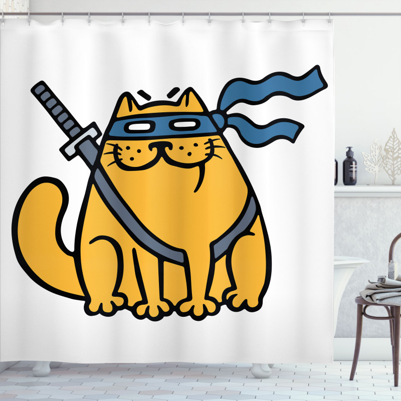 Hero Pet with Blindfold Shower Curtain