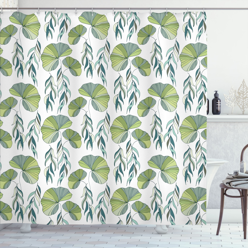 Foliage Water Lilies Shower Curtain