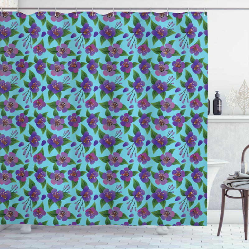 Colorful Flora Design Shower Curtain