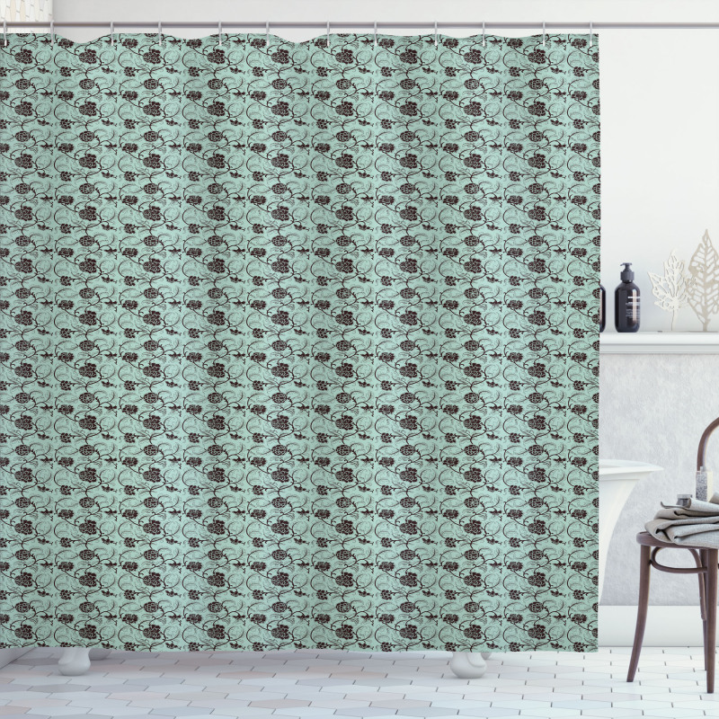 Chinese Curlicue Flowers Shower Curtain