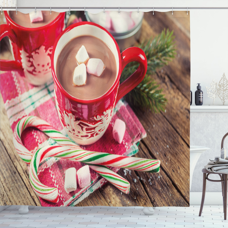 Hot Chocolate in Mugs Shower Curtain