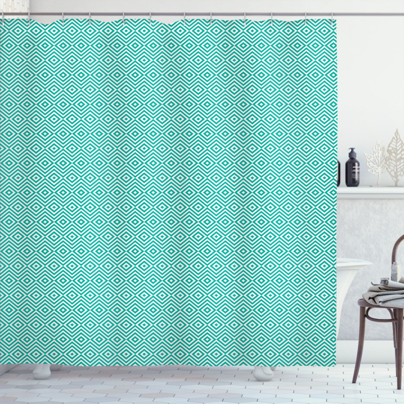 Monochrome Zigzag Rhombus Shower Curtain