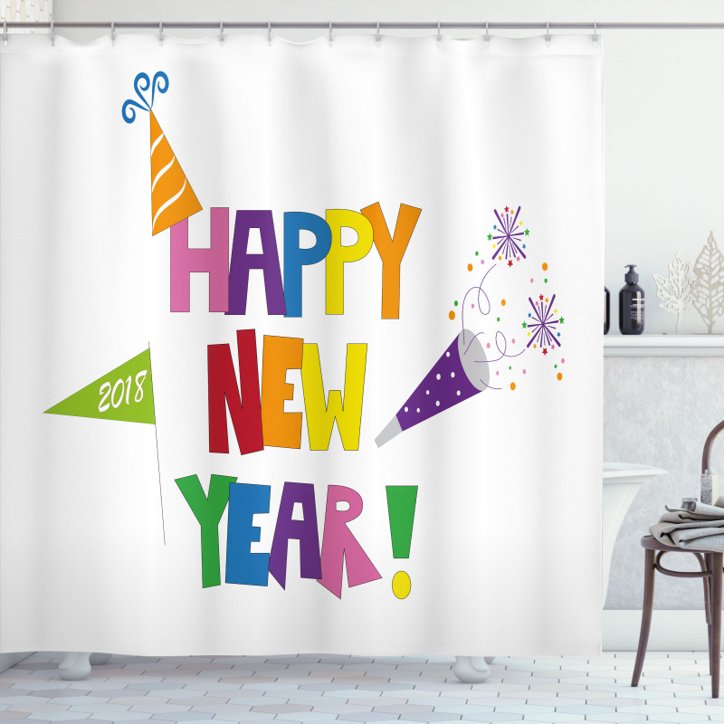 Bubbly Square Font Shower Curtain
