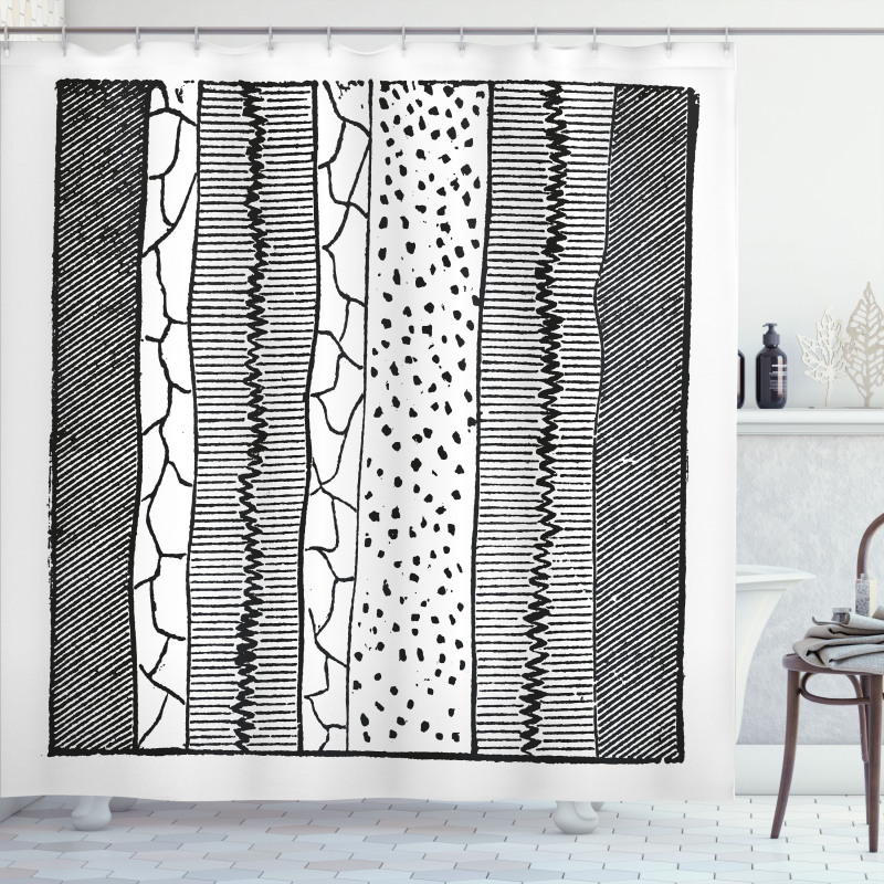 Hand Drawn Uneven Lines Shower Curtain