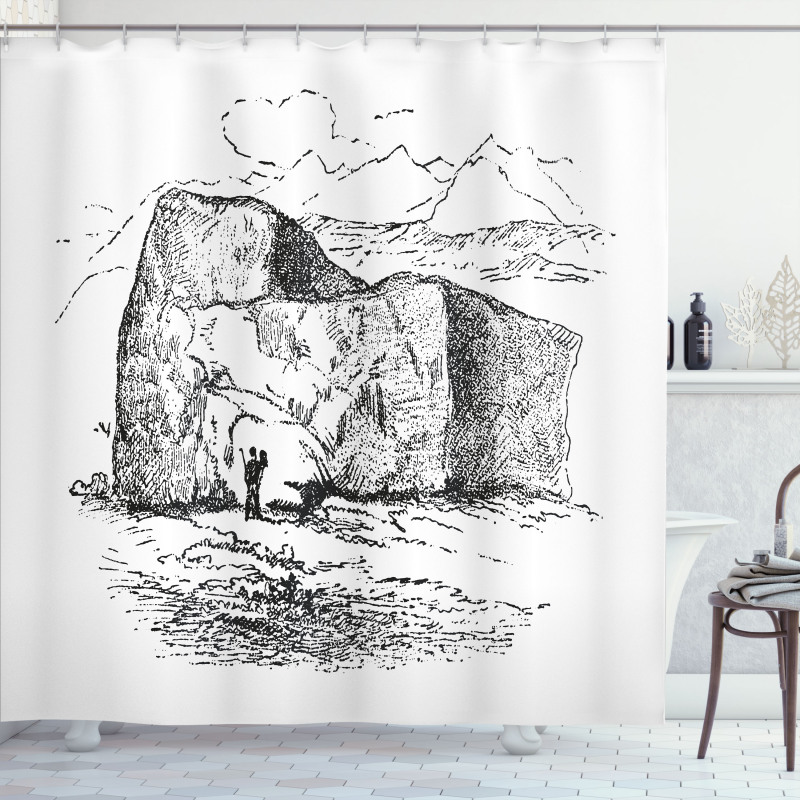 Hand Drawn Mountain Design Shower Curtain