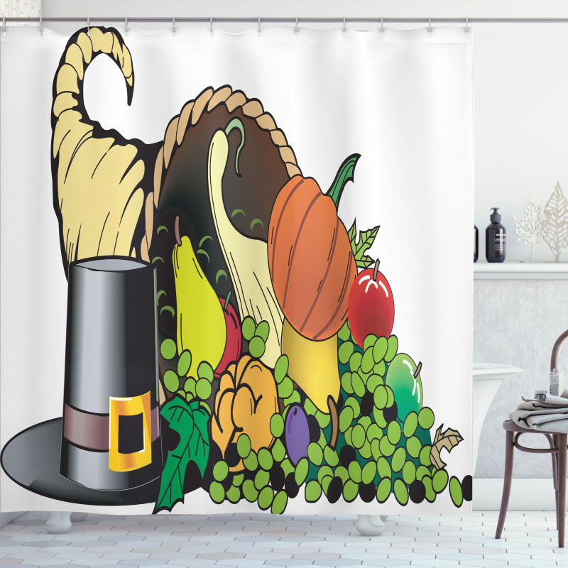 Cornucopia Motif Shower Curtain