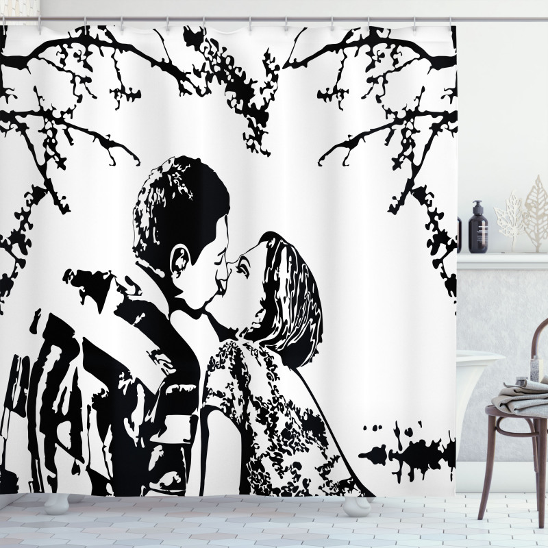 Young Couple in Love Print Shower Curtain