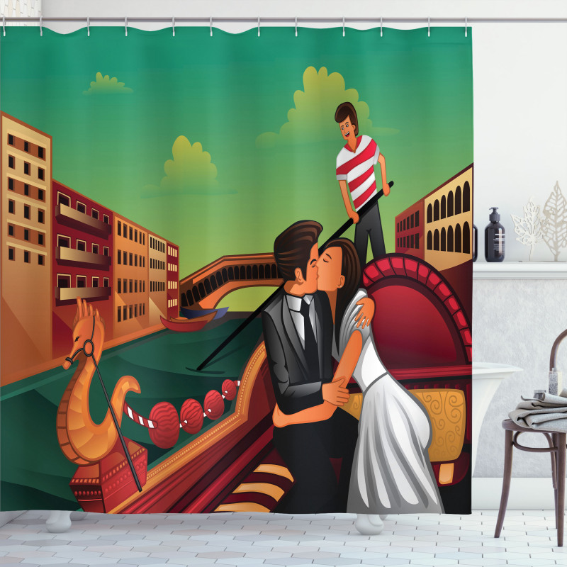 Romantic Couple on Gondola Shower Curtain