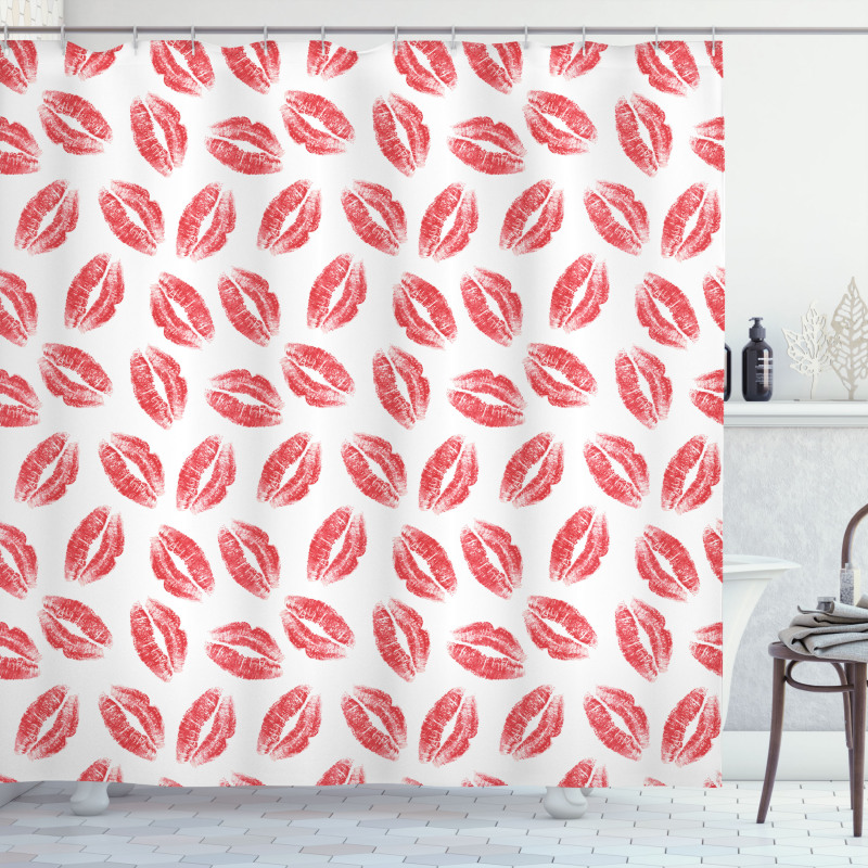 Woman Lipstick Lips Print Shower Curtain