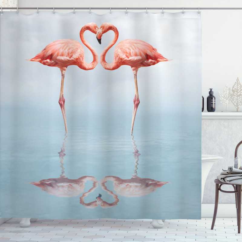 Birds Necks Shape as Heart Shower Curtain