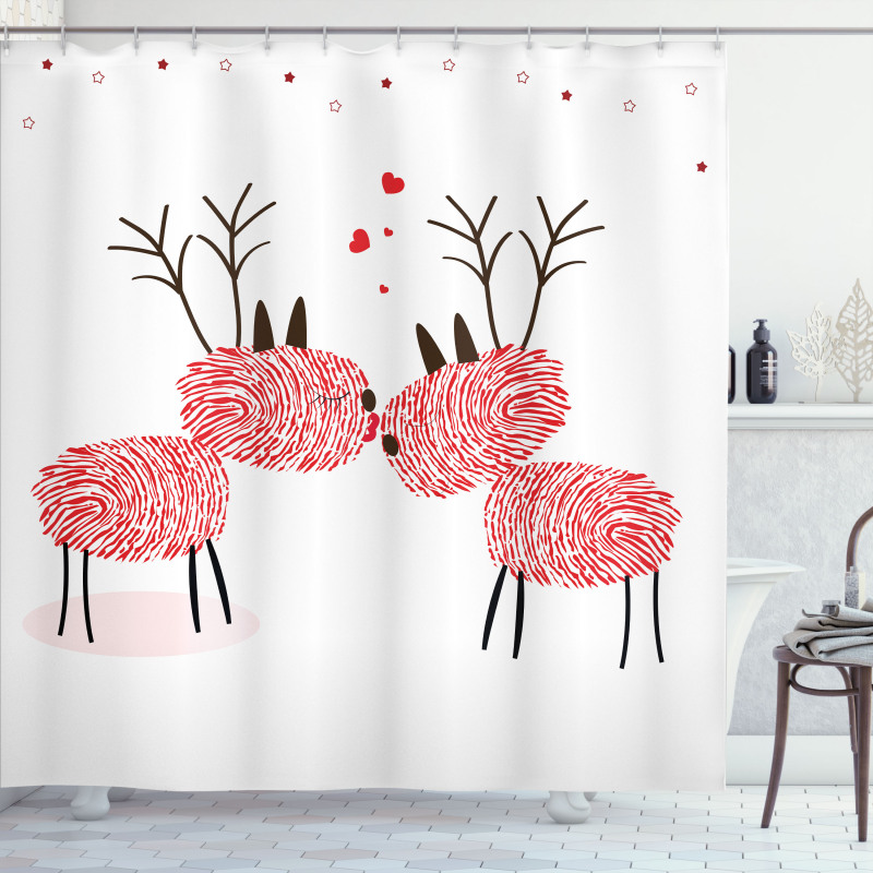 Reindeer with Finger Prints Shower Curtain