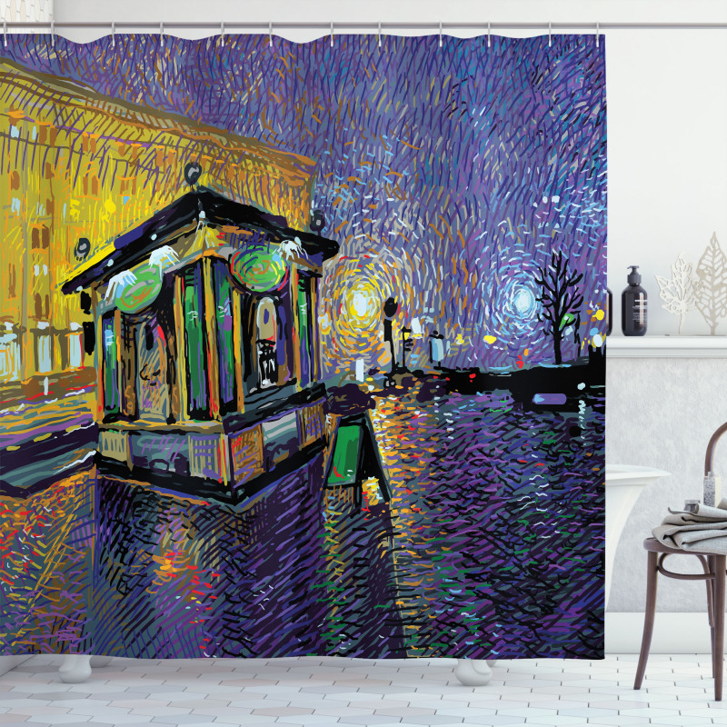 Kyiv City Night Art Shower Curtain