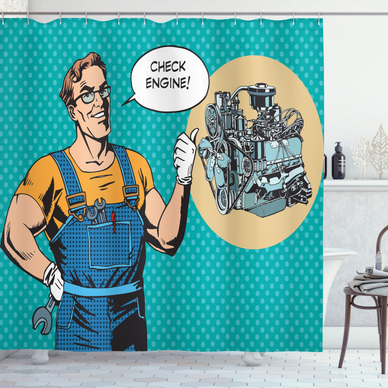 Pop Art Repairman Shower Curtain