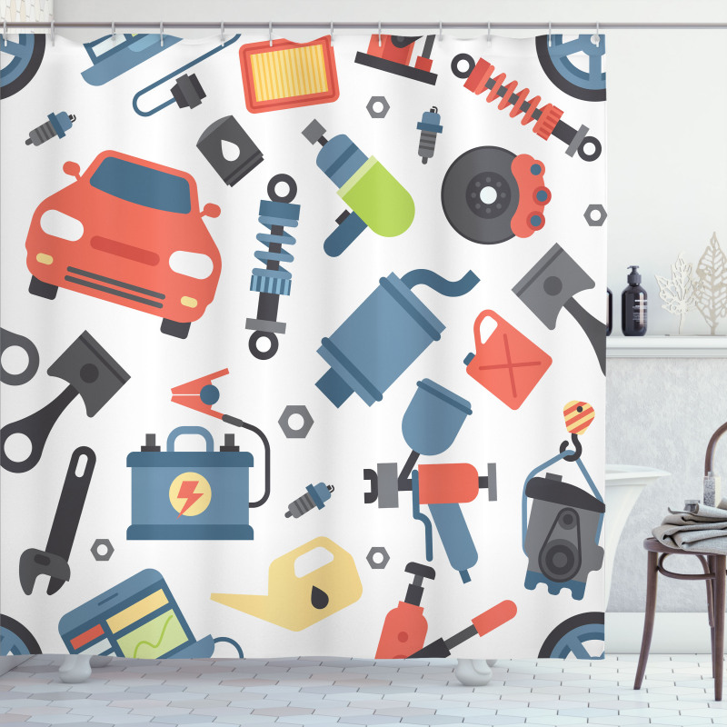 Car Repair Elements Shower Curtain